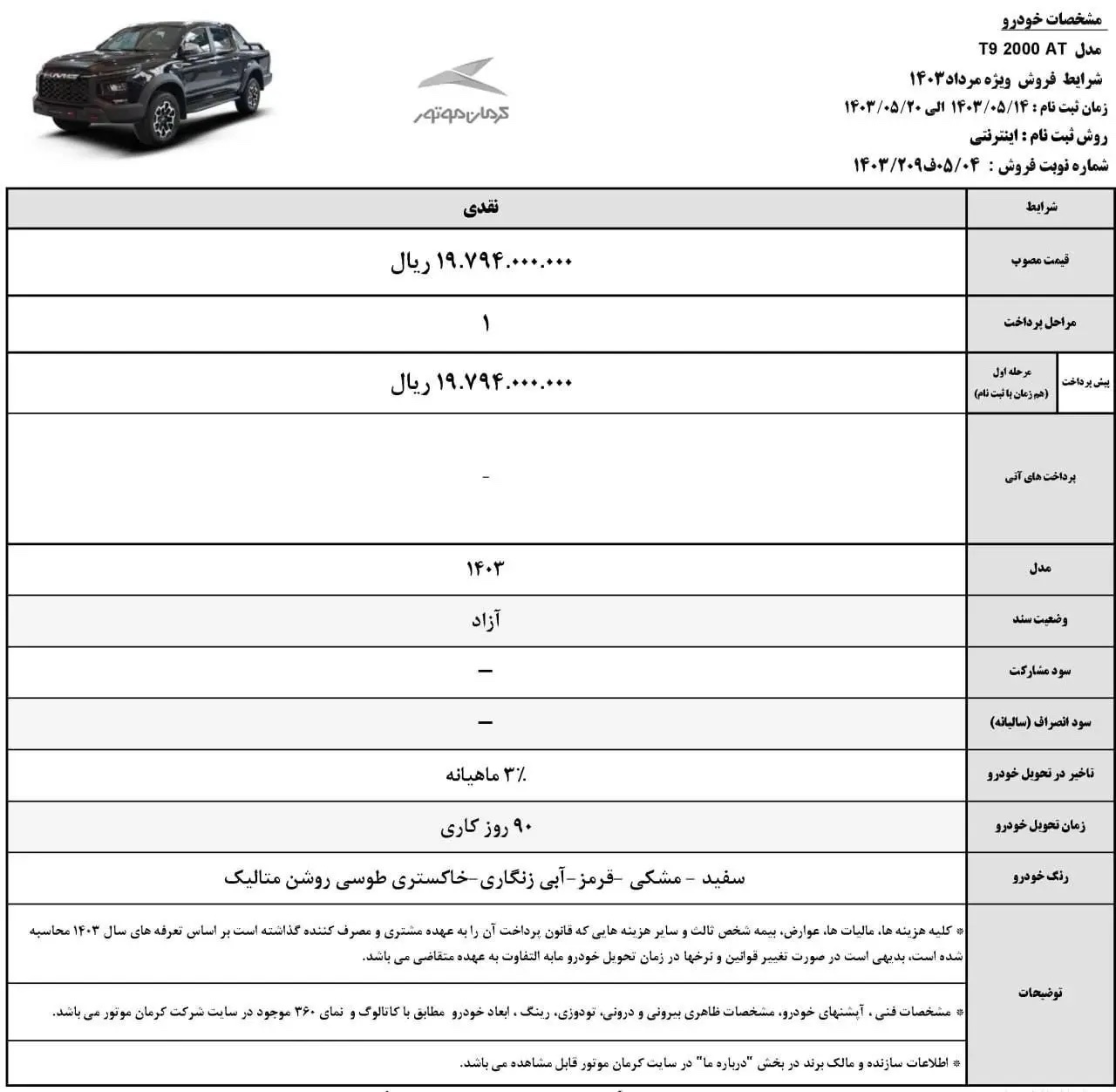 شرایط فروش نقد و اقساط محصولات کرمان موتور اعلام شد