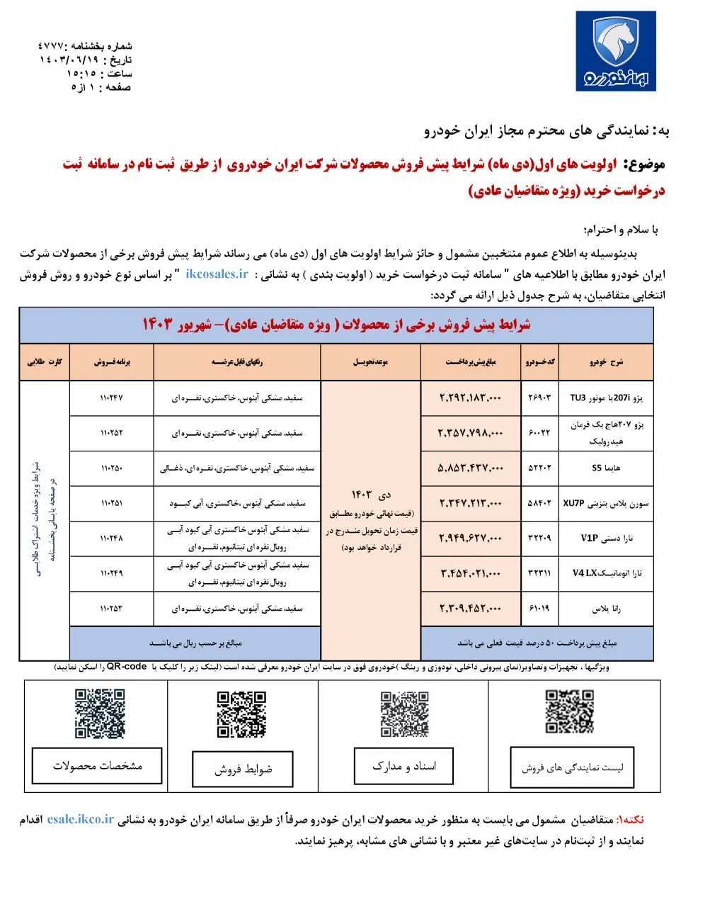 جزئیات پیش فروش طرح عادی ایران خودرو شهریور ۱۴۰۳ + جدول