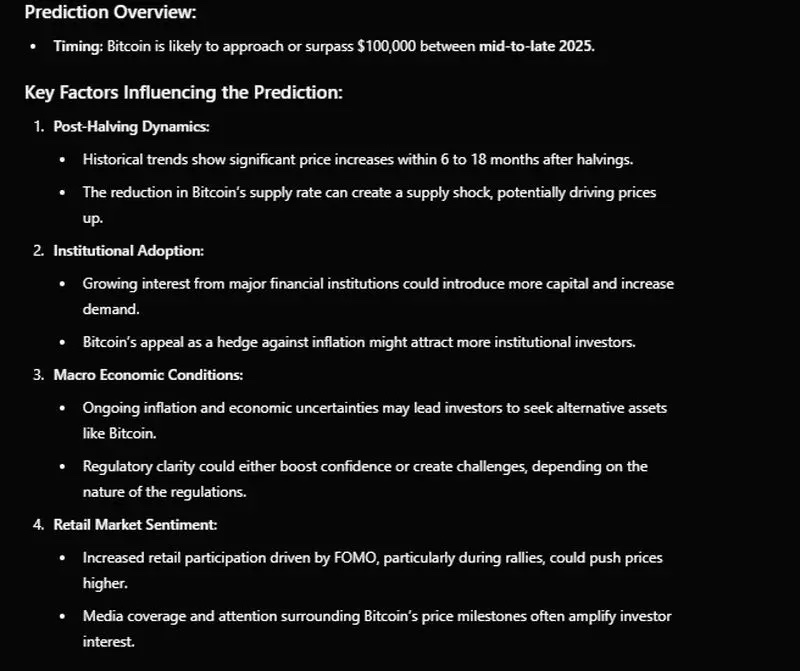 پیش بینی هوش مصنوعی: قیمت بیت کوین تا سال ۲۰۲۵ به ۱۰۰,۰۰۰ دلار خواهد رسید