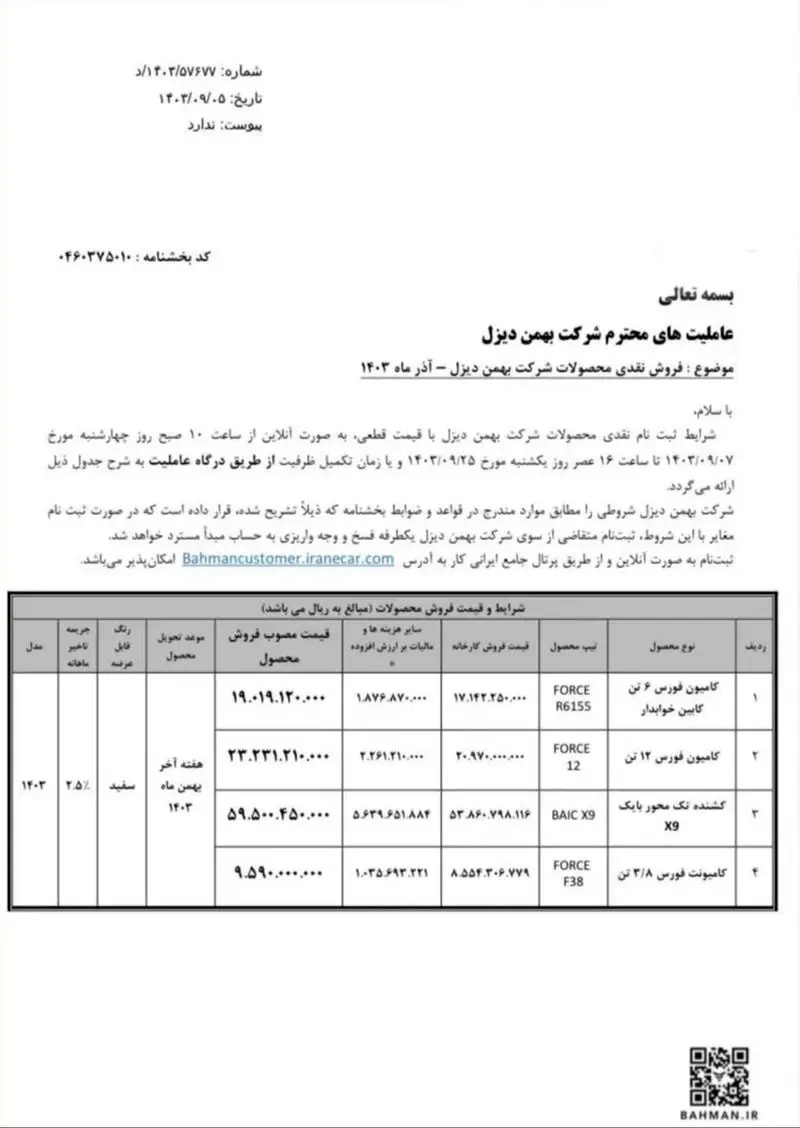 آغاز فروش نقدی ۴ محصول گروه بهمن از فردا + جزئیات