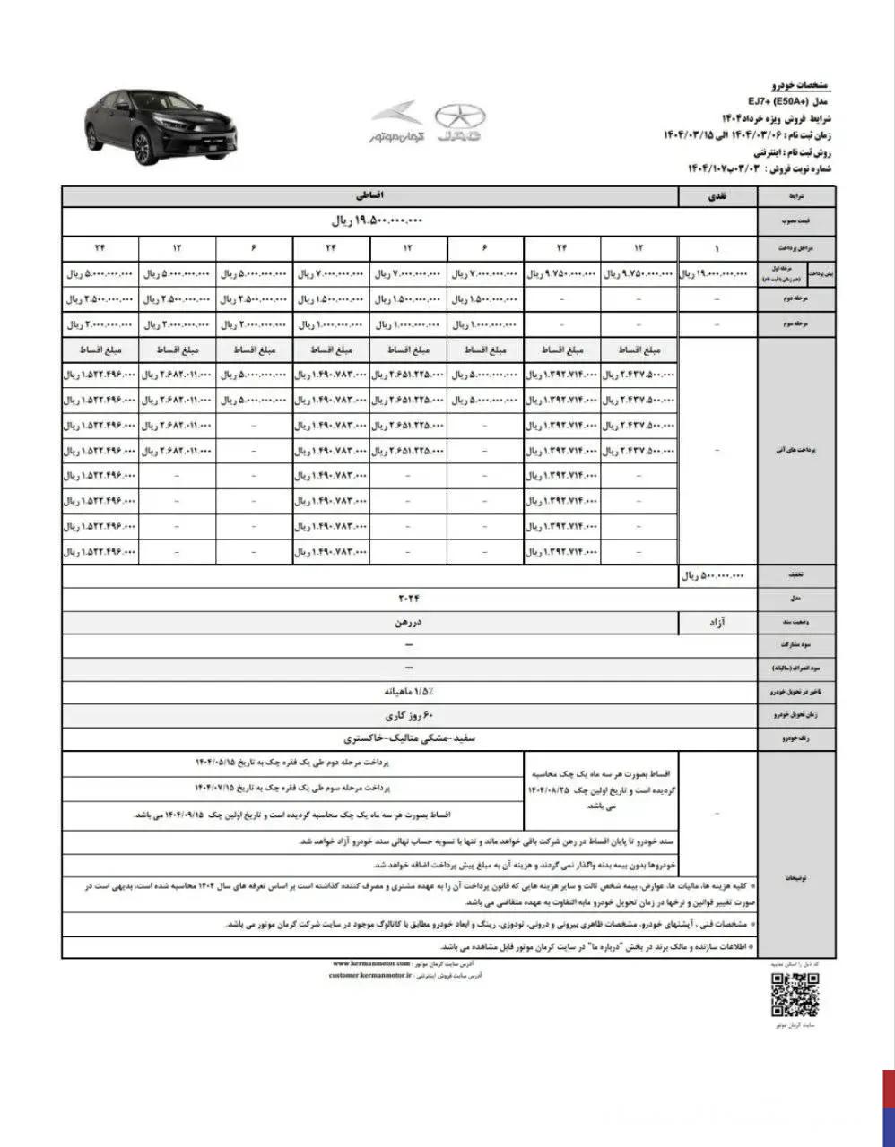 فروش خودرو برقی کرمان موتور از فردا ۶ خرداد ۱۴۰۴